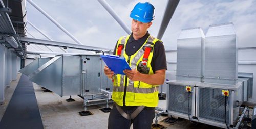 HVAC system installation in large building