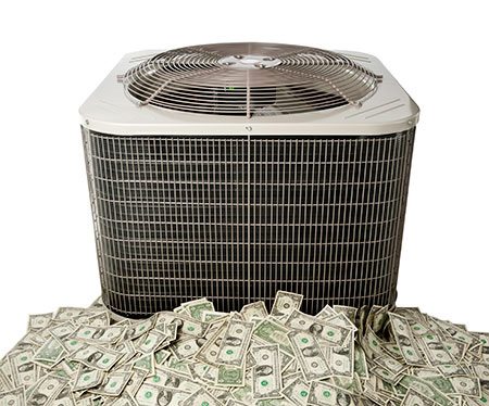 HVAC system with money around it